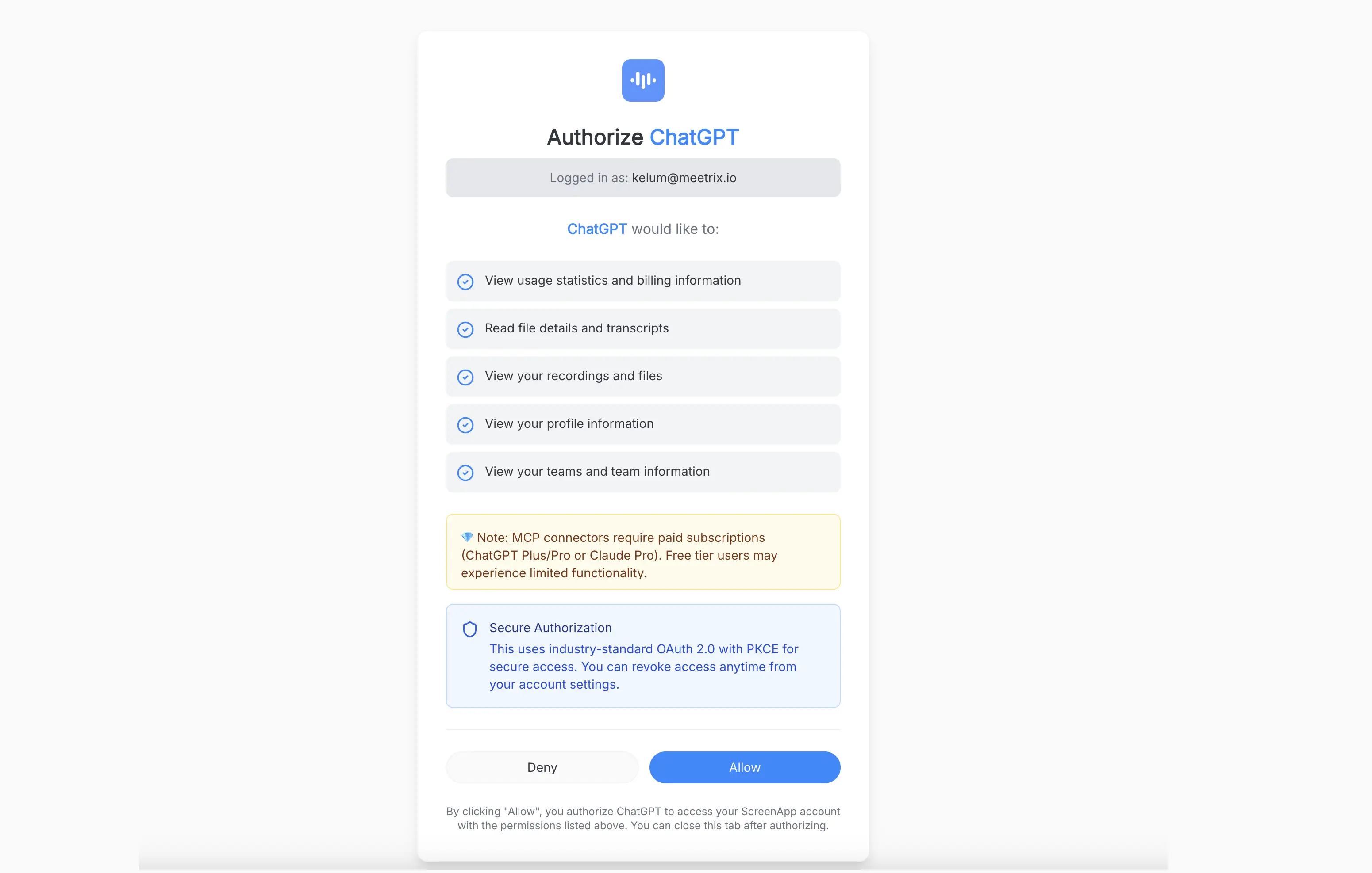 ScreenApp authentication Redirect